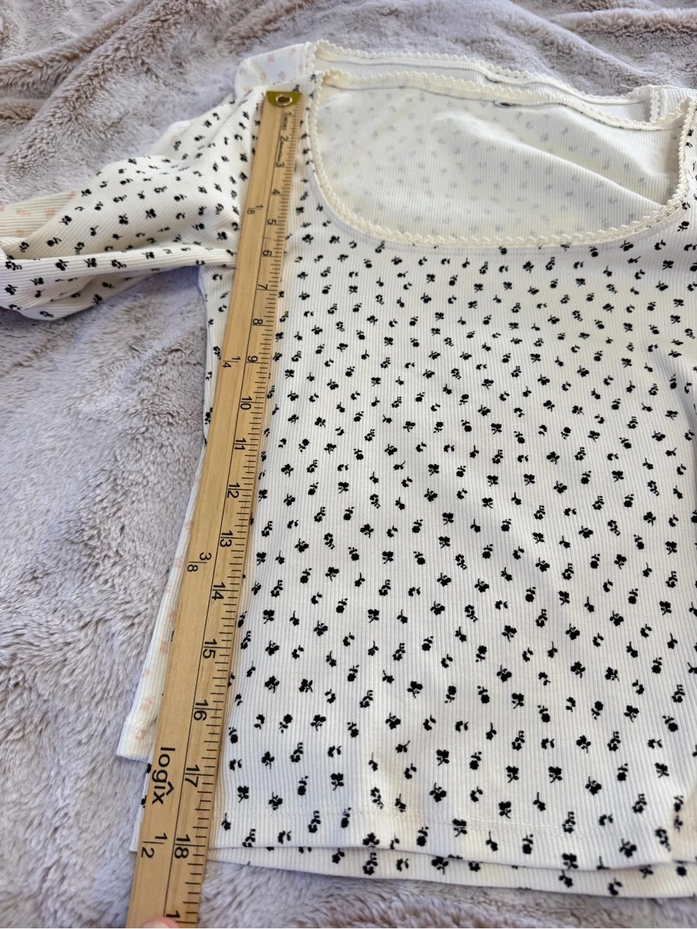 H&M Floral Ribbed Long Sleeve Tops Lot 2 Small Coquette Y2K Lace Trim coquette